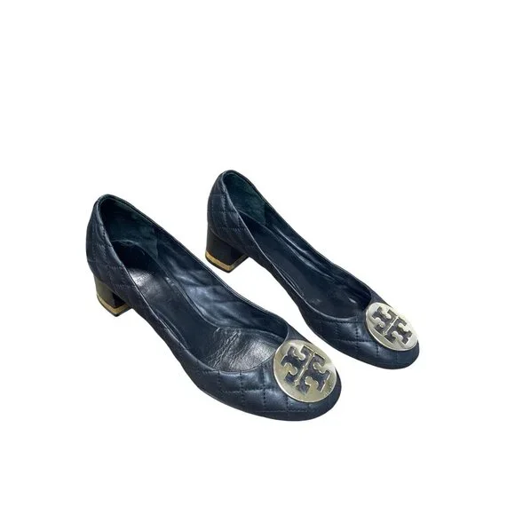 Tory Burch Womans Black Leather quilted  2.5" Slip on heels Sz 6 SKU 9532 - Picture 14 of 14